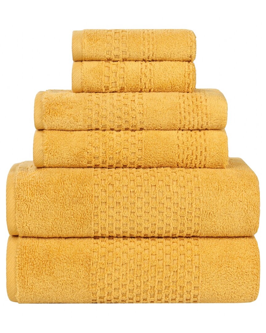 SUPERIOR SUPERIOR PLAYA ZERO TWIST COTTON MEDIUM WEIGHT SOLID WAFFLE TEXTURED 6PC TOWEL SET