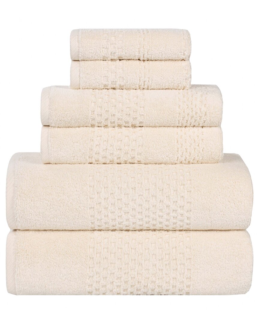 Superior Playa Zero Twist Cotton Medium Weight Solid Waffle Textured 6pc Towel Set