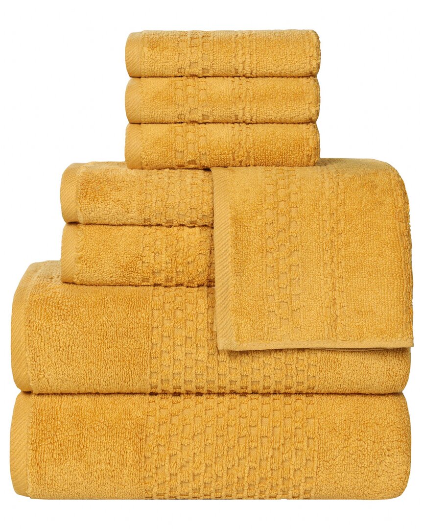 Superior Playa Zero Twist Cotton Medium Weight Solid Waffle Textured 8pc Towel Set