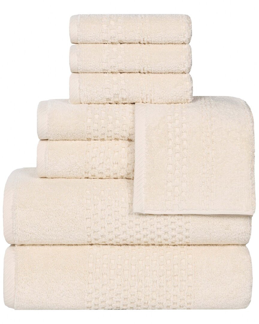 Superior Playa Zero Twist Cotton Medium Weight Solid Waffle Textured 8pc Towel Set