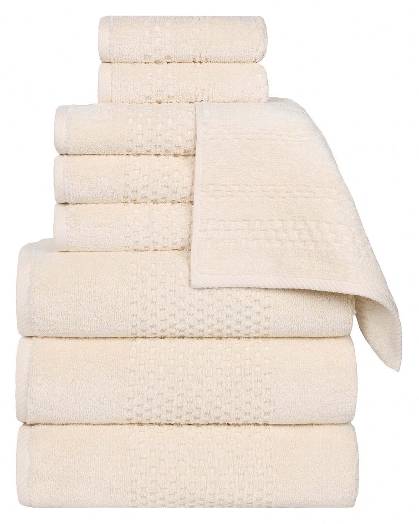 Superior Playa Zero Twist Cotton Medium Weight Solid Waffle Textured 9pc Towel Set