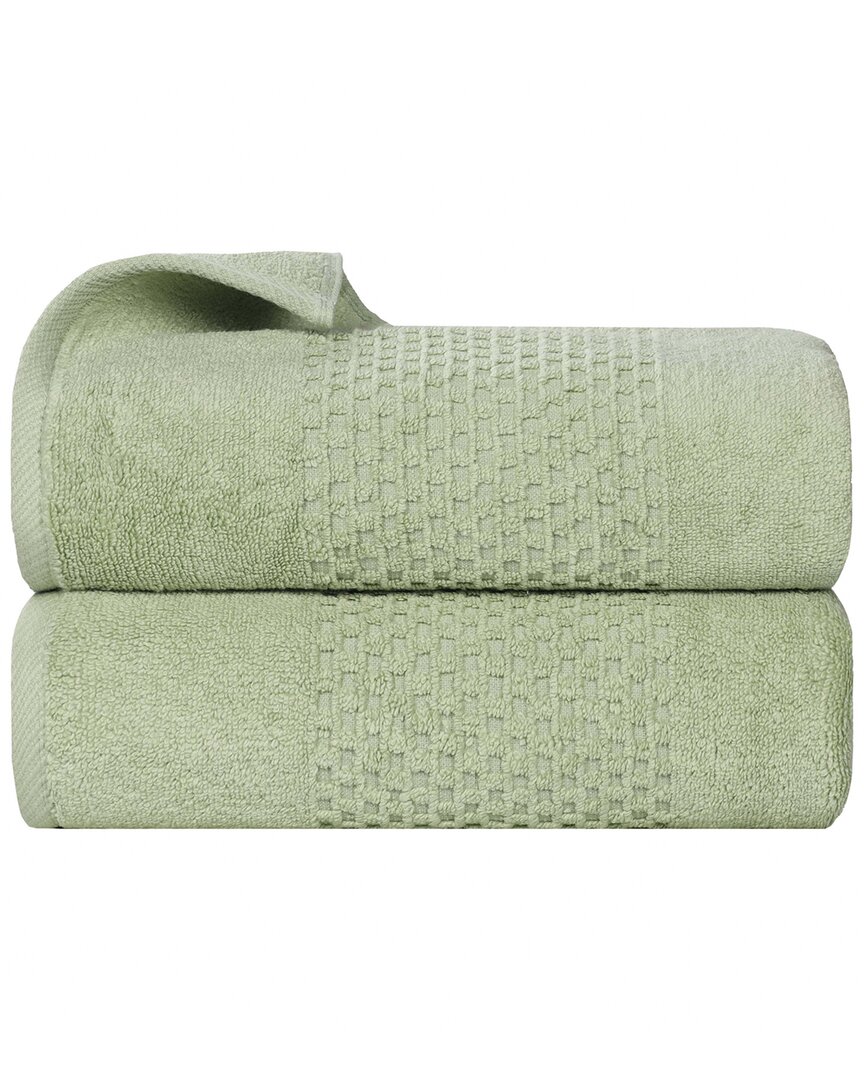 Superior Set Of 2 Playa Zero Twist Cotton Medium Weight Solid Waffle Textured Bath Towels
