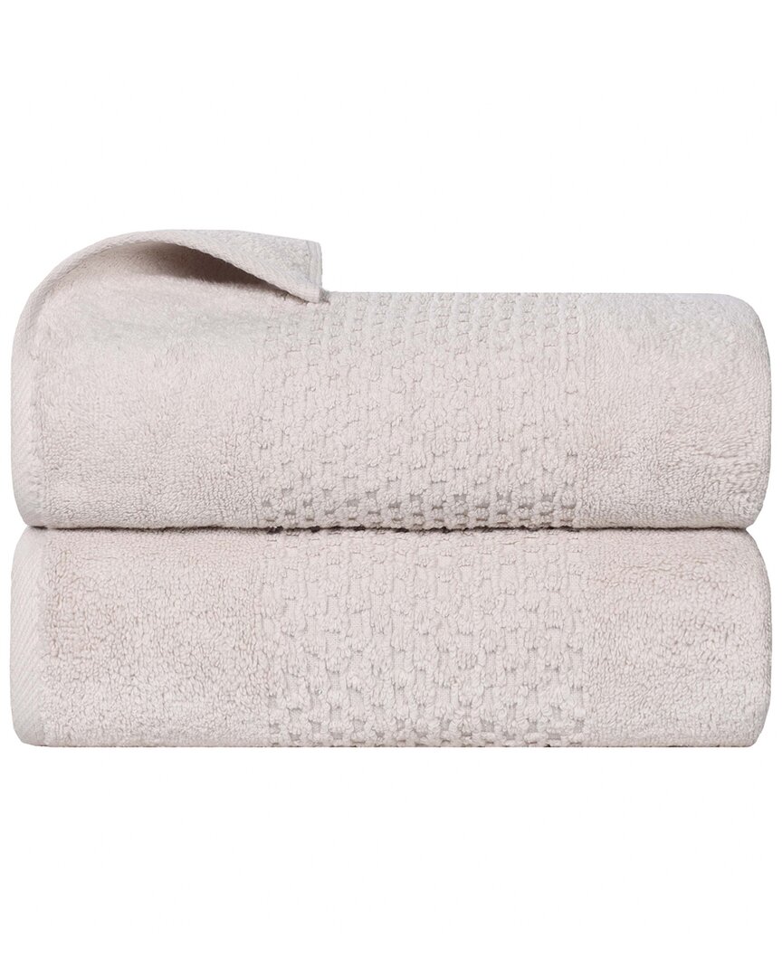 Superior Set Of 2 Playa Zero Twist Cotton Medium Weight Solid Waffle Textured Bath Towels
