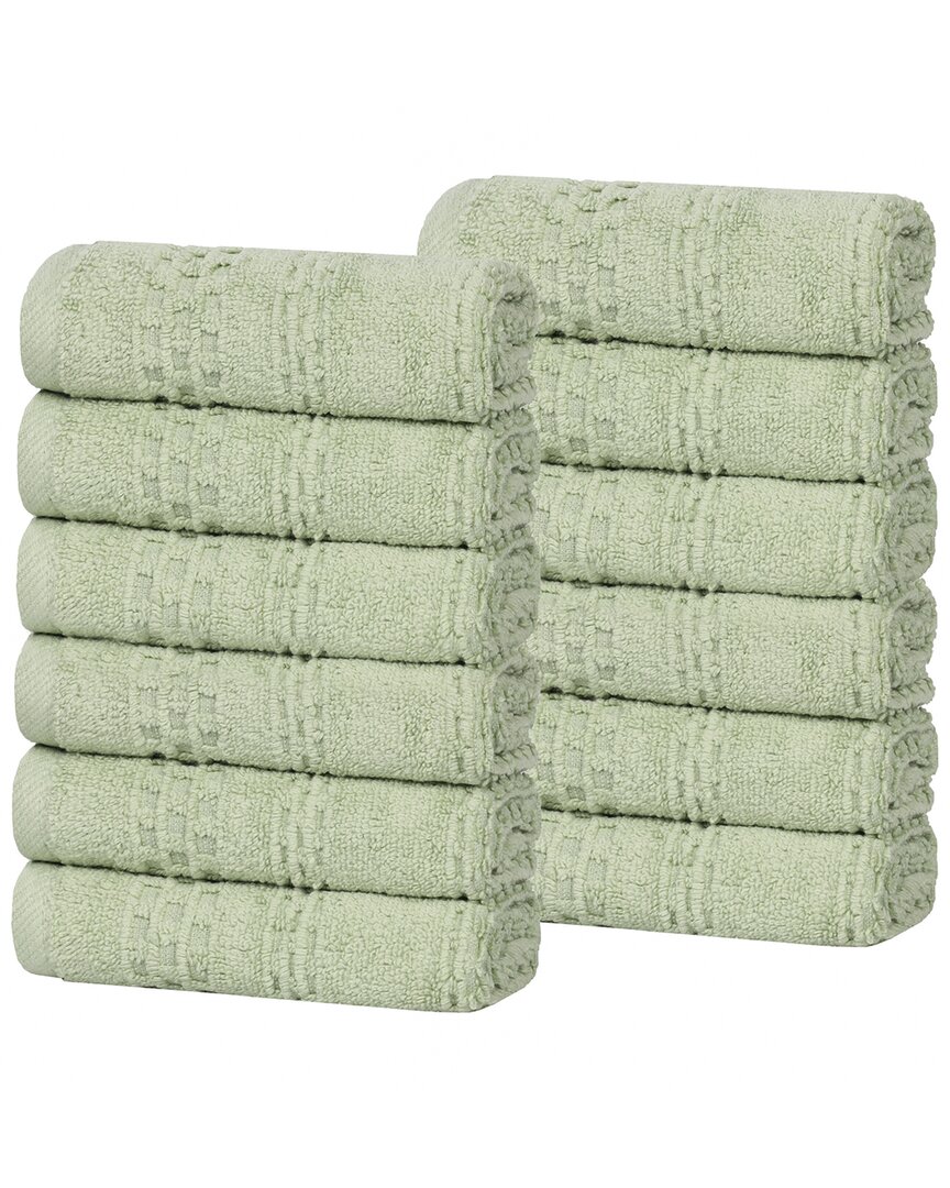 Superior Set Of 12 Playa Zero Twist Cotton Solid Waffle Textured Washcloths