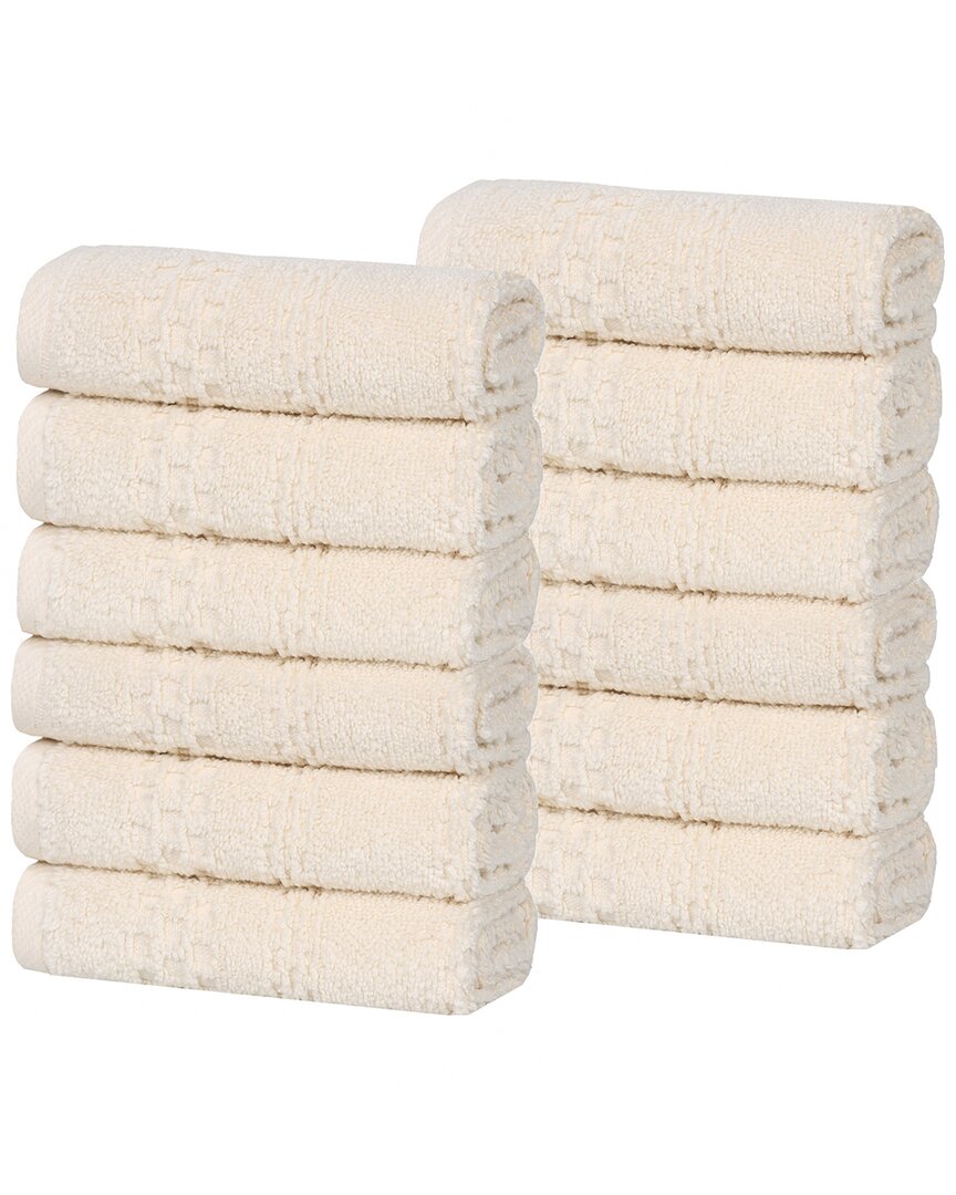 Superior Set Of 12 Playa Zero Twist Cotton Solid Waffle Textured Washcloths