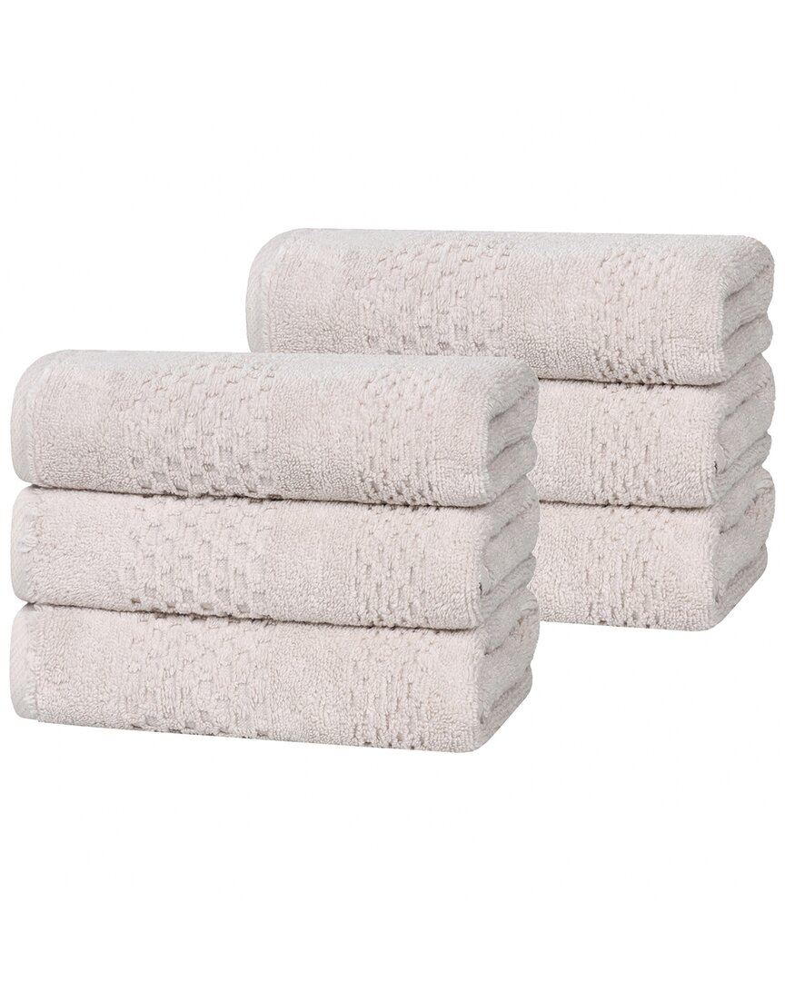 Superior Set Of 6 Playa Zero Twist Cotton Solid Waffle Textured Hand Towels