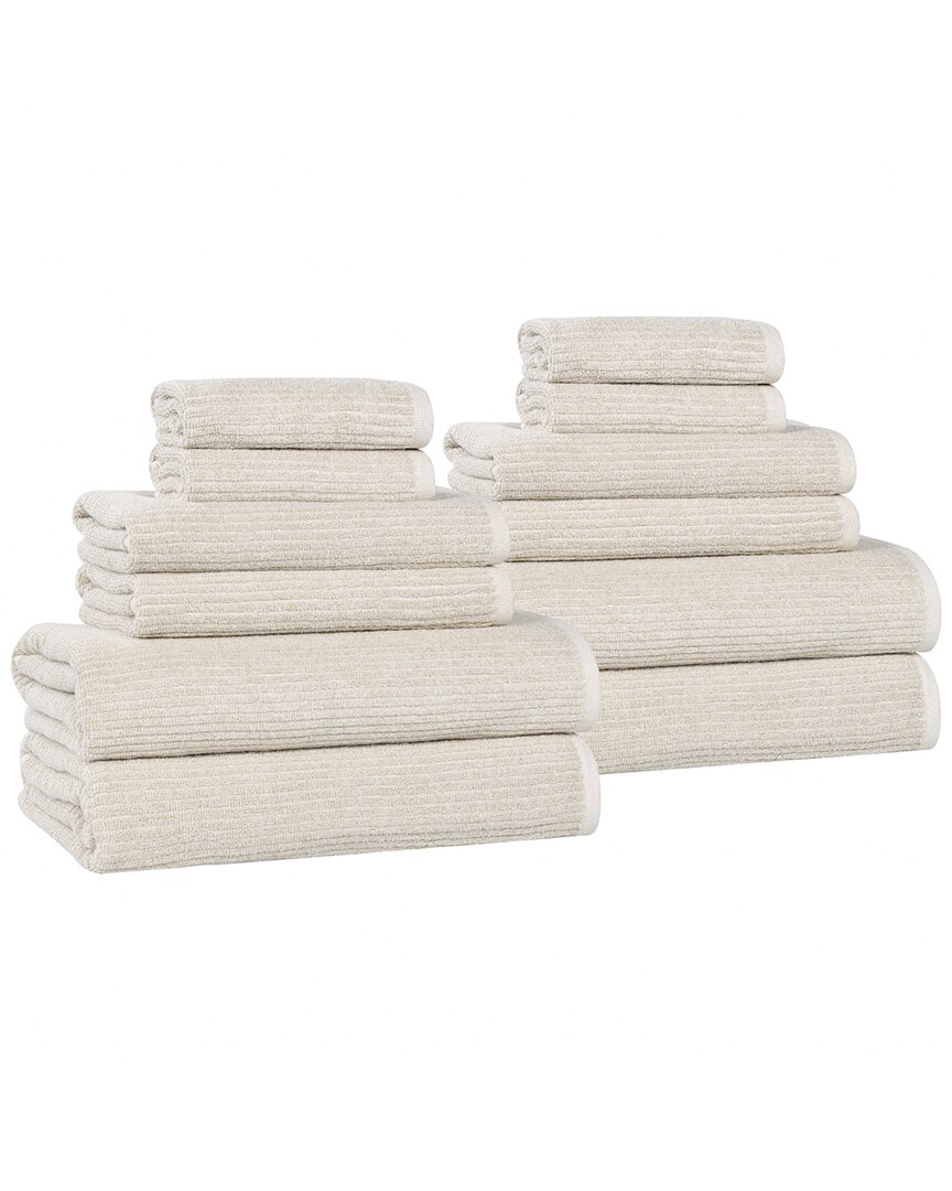 Superior Destin Medium Weight Solid Ribbed 12pc Towel Set