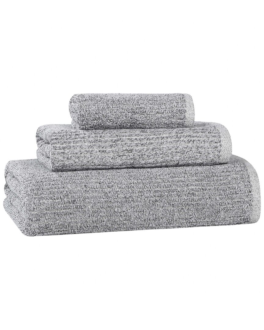Superior Destin Medium Weight Solid Ribbed 3pc Towel Set