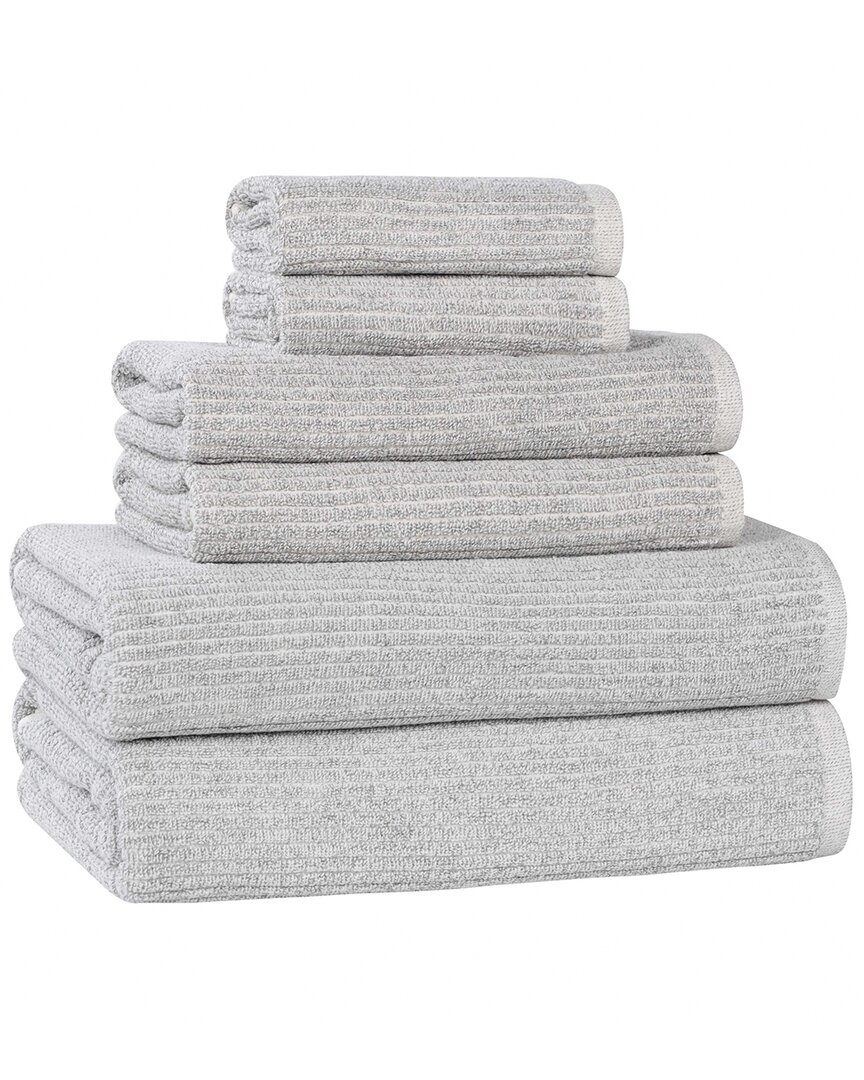 Superior Destin Medium Weight Solid Ribbed 6pc Towel Set