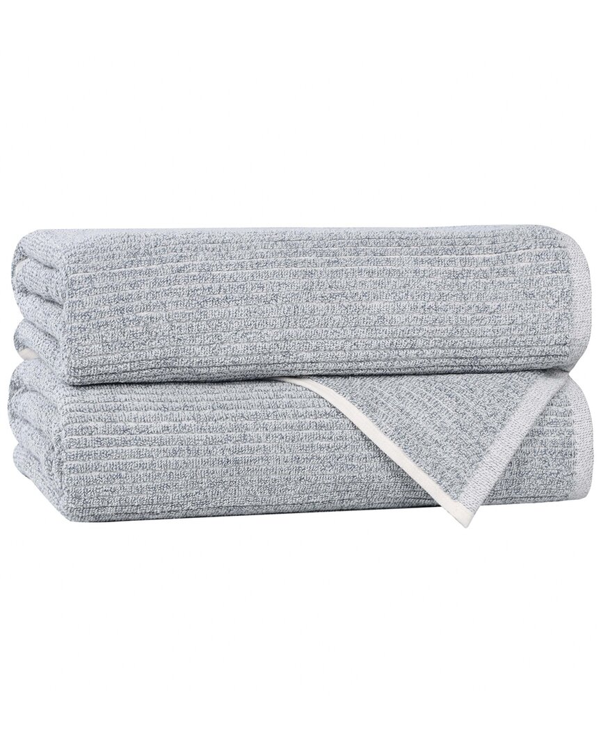 Superior Set Of 2 Destin Medium Weight Solid Ribbed Bath Towels