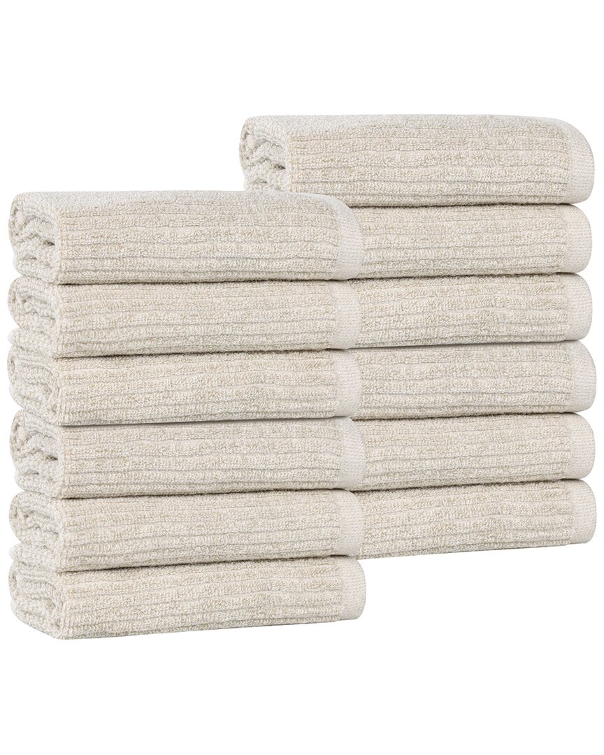 Superior Set Of 12 Destin Medium Weight Solid Ribbed Washcloths