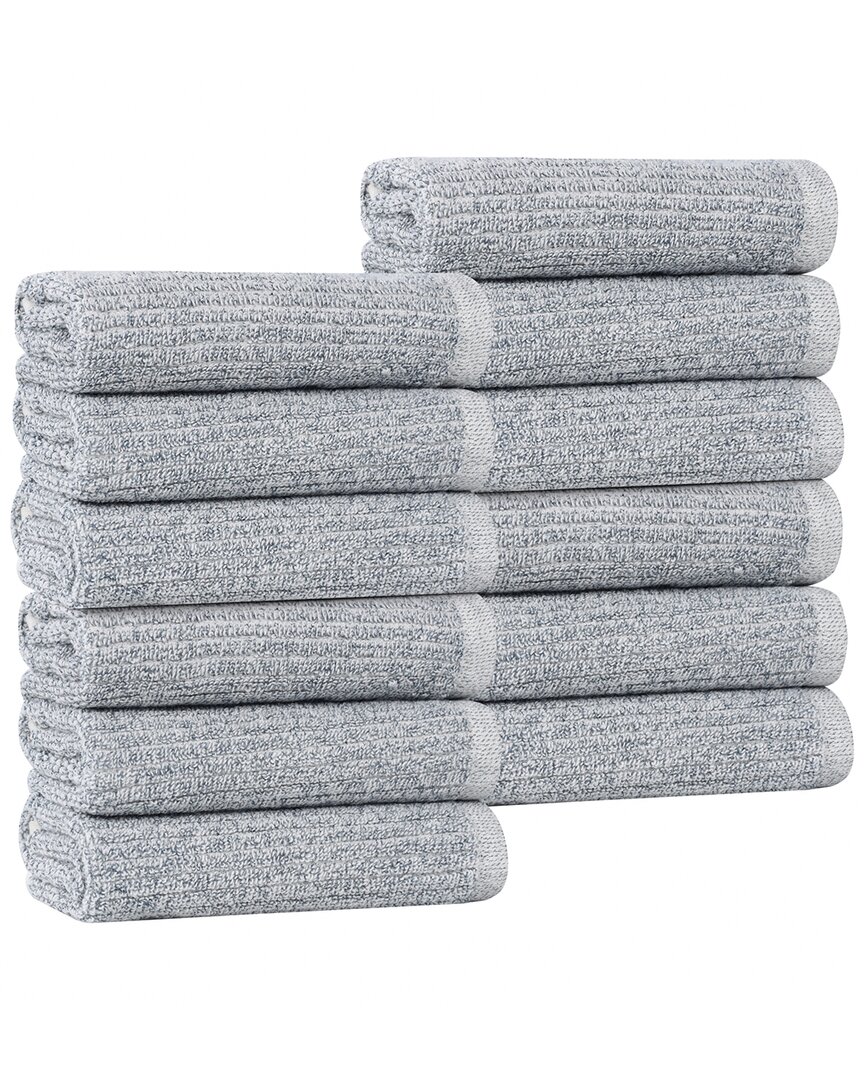 Superior Set Of 12 Destin Medium Weight Solid Ribbed Washcloths