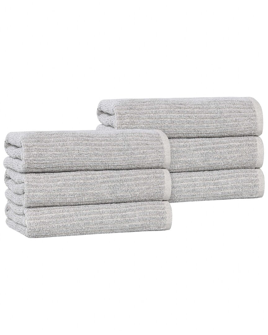 Superior Set Of 6 Destin Medium Weight Solid Ribbed Hand Towels