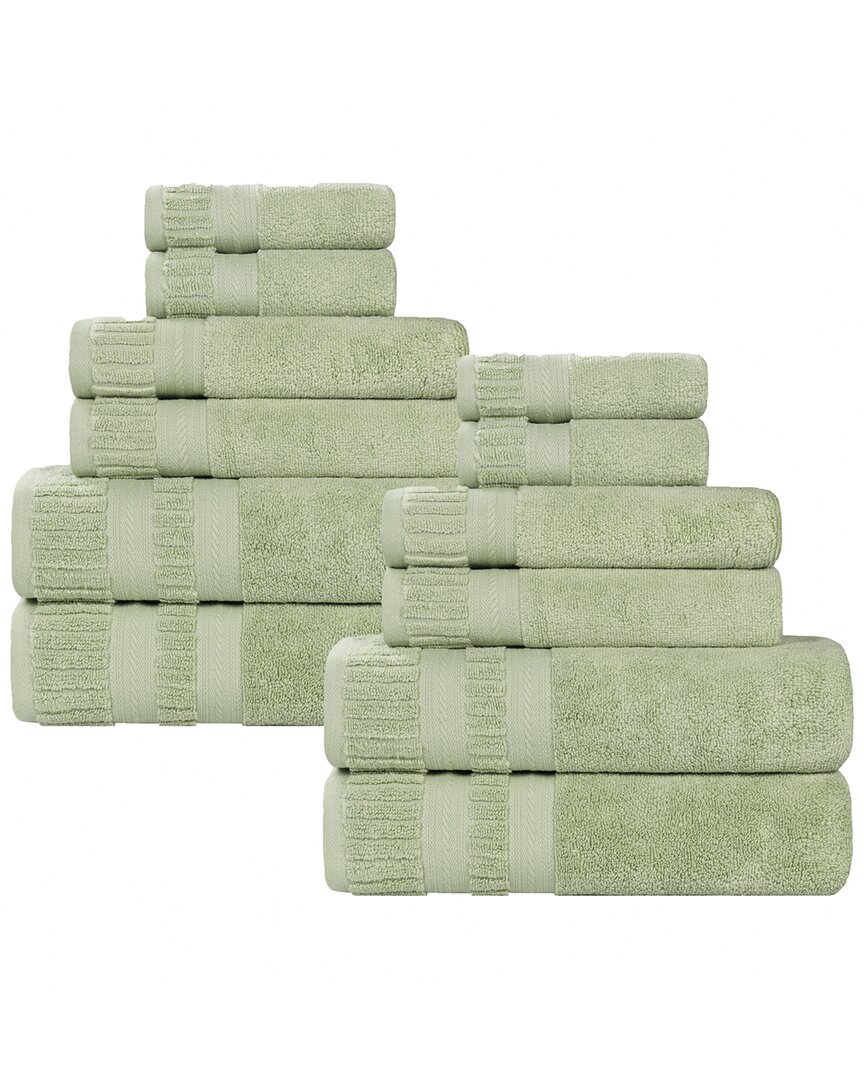 Superior Venice Zero Twist Cotton Medium Weight Soft Absorbent 12pc Towel Set