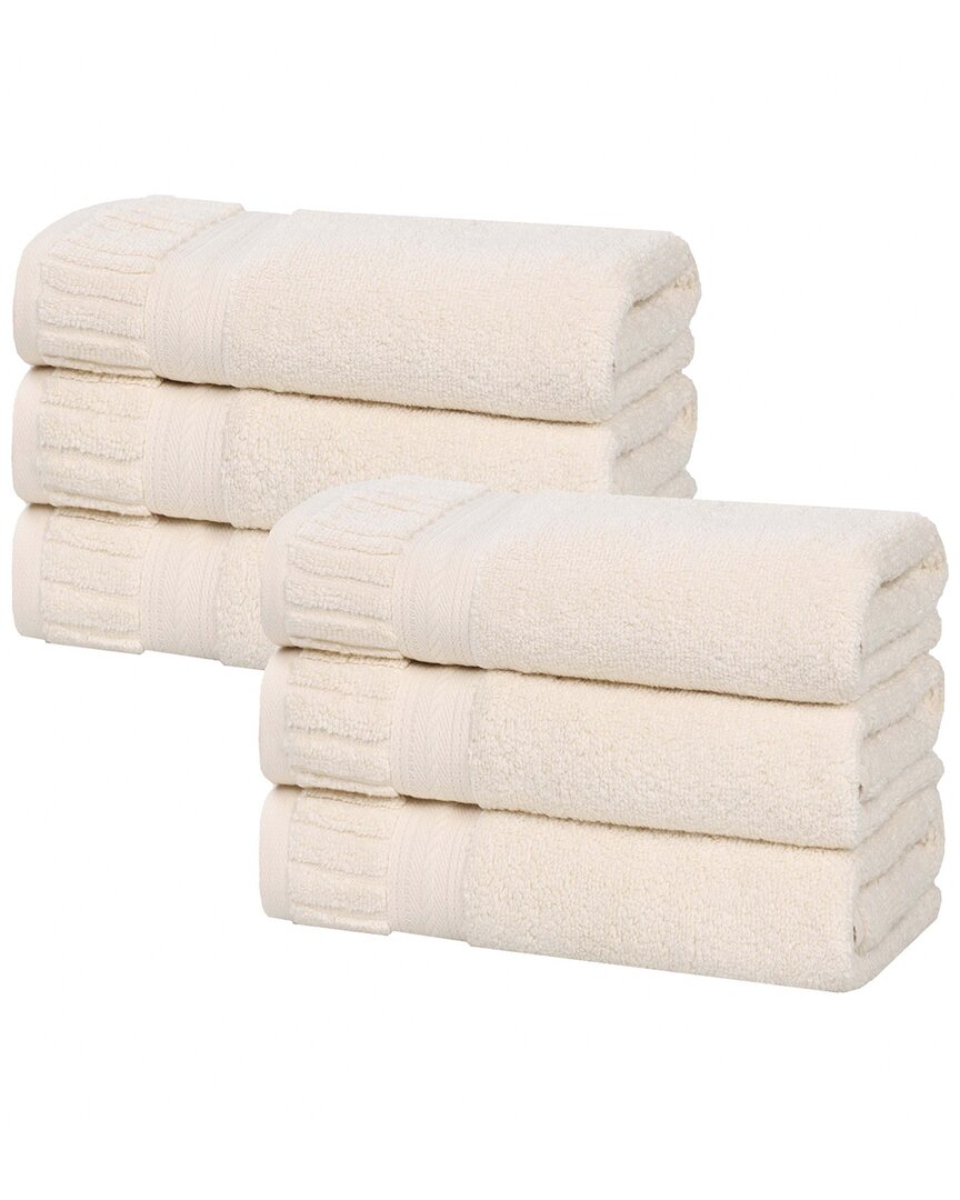 Superior Set Of 6 Venice Zero Twist Cotton Medium Weight Absorbent Hand Towels
