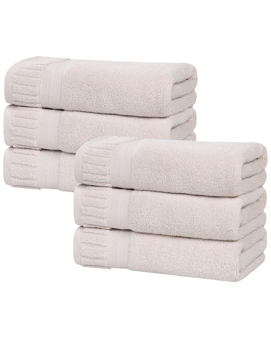 Superior Set Of 6 Venice Zero Twist Cotton Medium Weight Absorbent Hand Towels