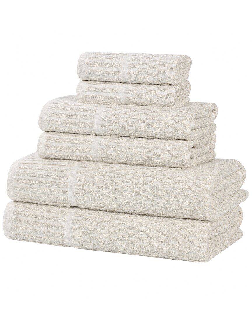 Superior Juno Medium Weight Checkered Border 6pc Towel Set