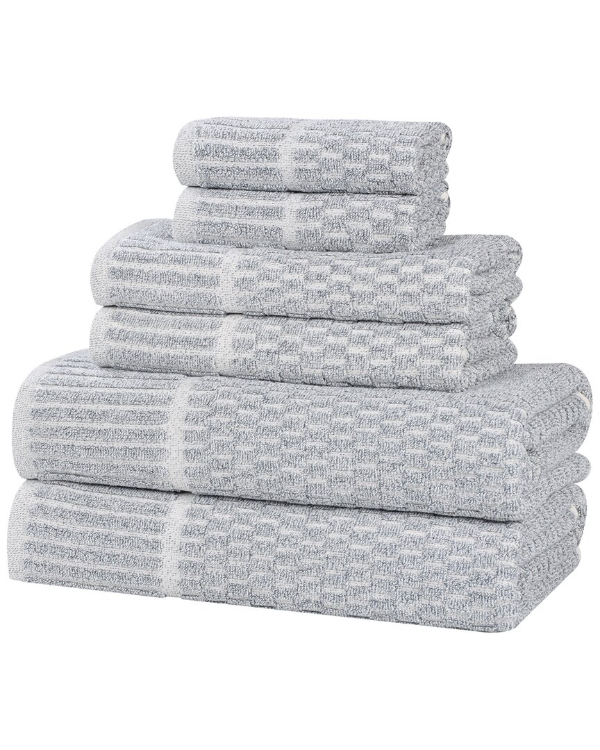 Superior Juno Medium Weight Checkered Border 6pc Towel Set