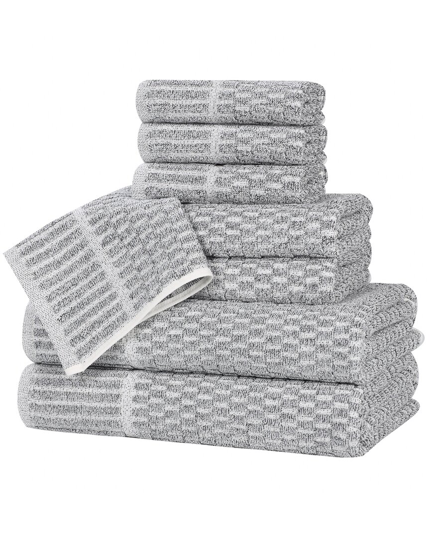 Superior Juno Medium Weight Checkered Border 8pc Towel Set