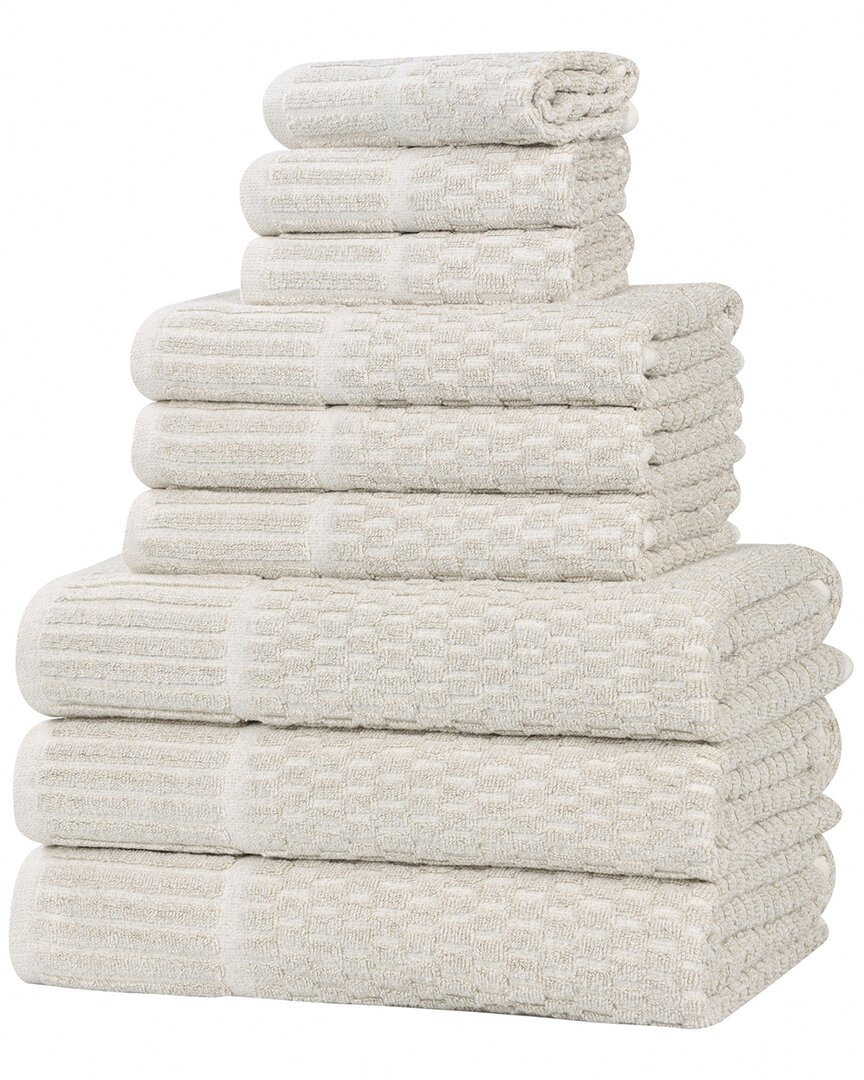 Superior Juno Medium Weight Checkered Border 9pc Towel Set