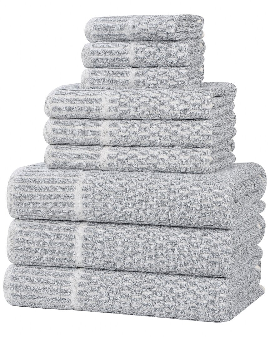 Superior Juno Medium Weight Checkered Border 9pc Towel Set