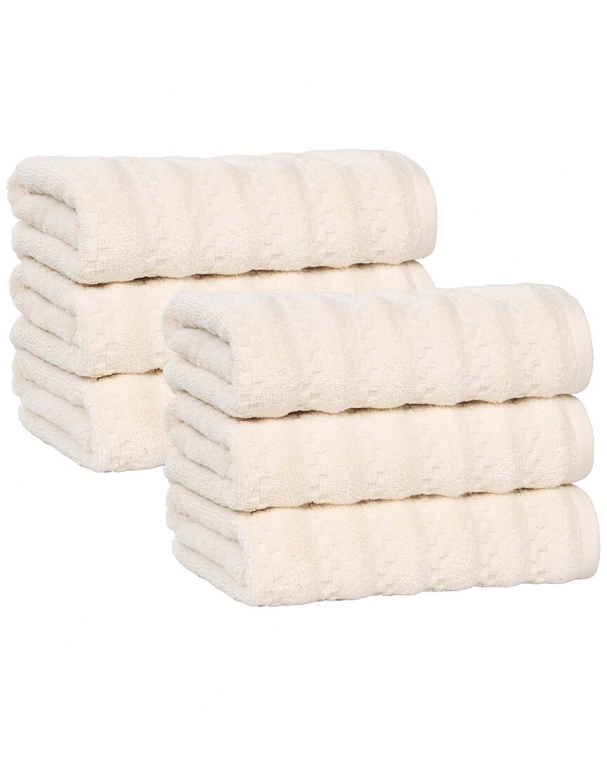 Superior Set Of 6 Zuma Zero Twist Cotton Medium Weight Absorbent Hand Towels