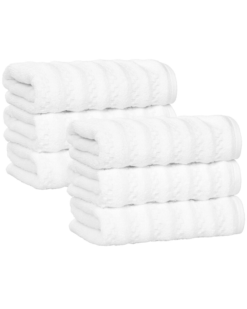 Superior Set Of 6 Zuma Zero Twist Cotton Medium Weight Absorbent Hand Towels