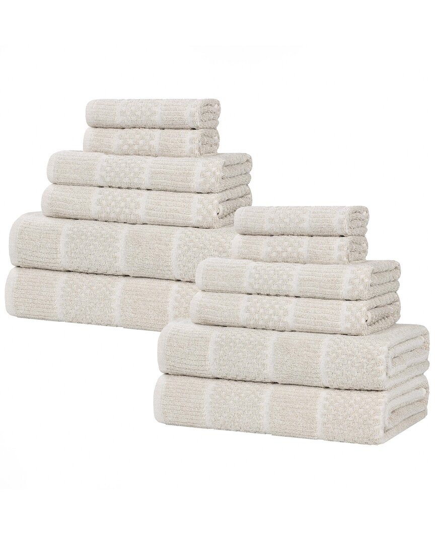 Superior Naples Medium Weight Checkered & Ribbed 12pc Towel Set