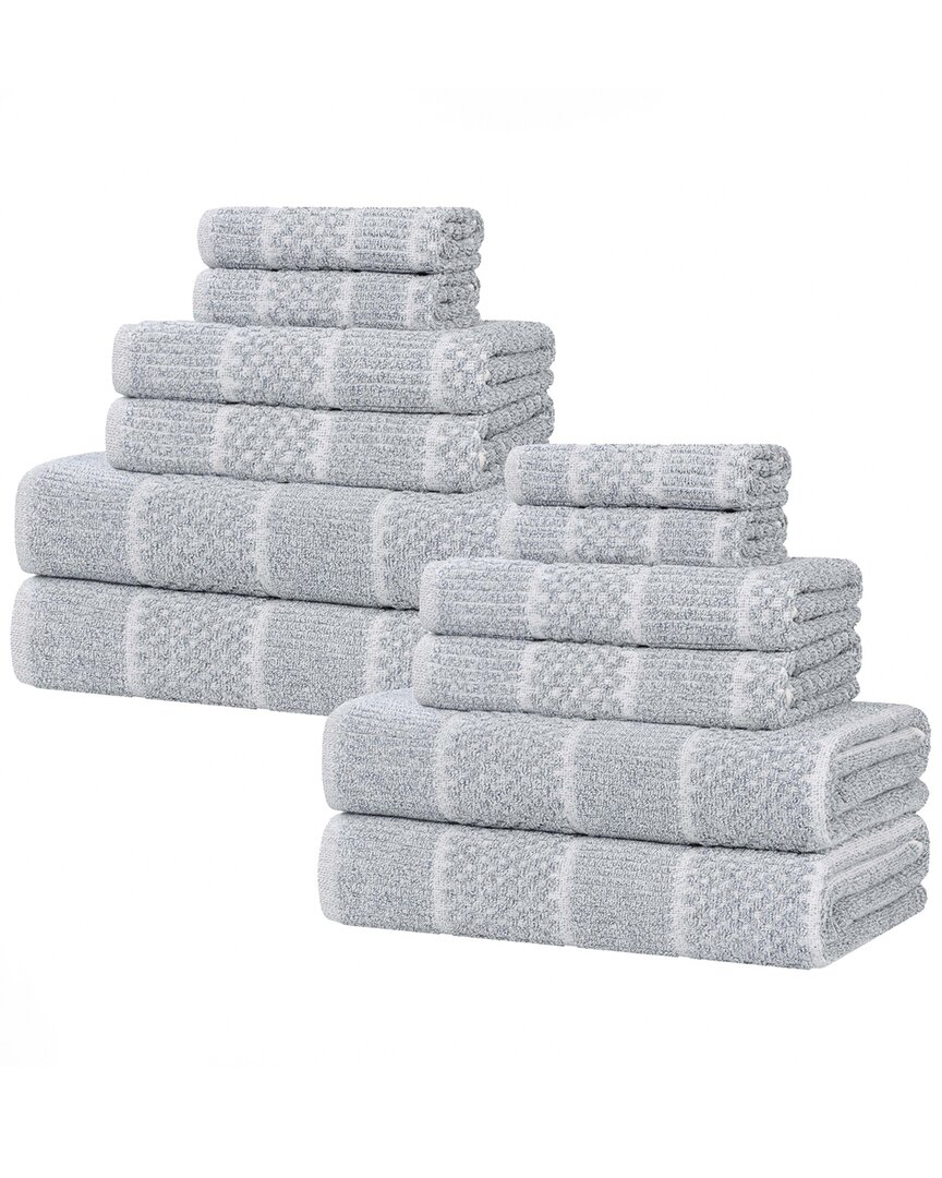Superior Naples Medium Weight Checkered & Ribbed 12pc Towel Set
