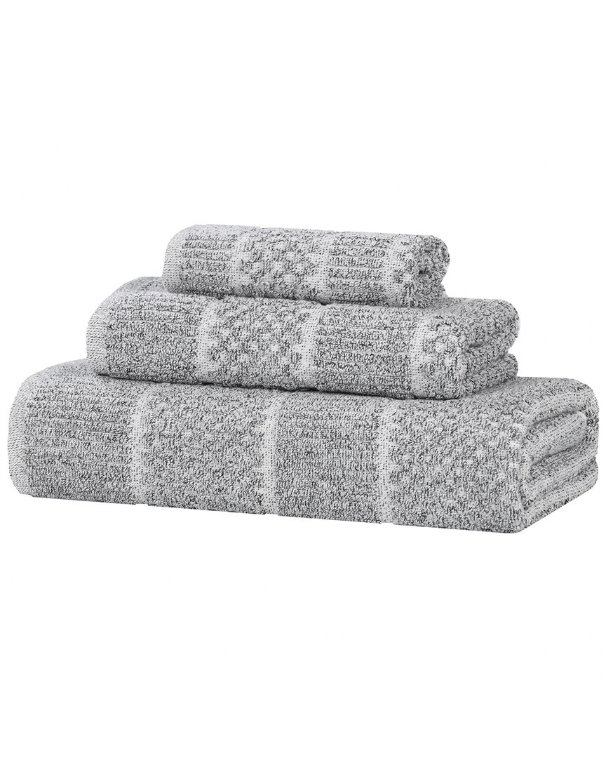 Superior Naples Medium Weight Checkered & Ribbed 3pc Towel Set