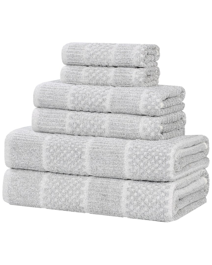 Superior Naples Medium Weight Checkered & Ribbed 6pc Towel Set
