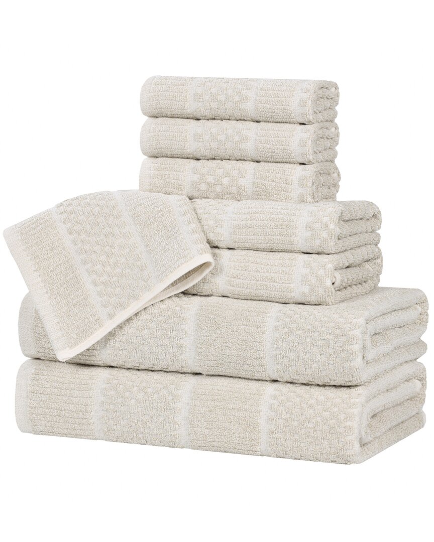 Superior Juno Medium Weight Checkered Border 8pc Towel Set