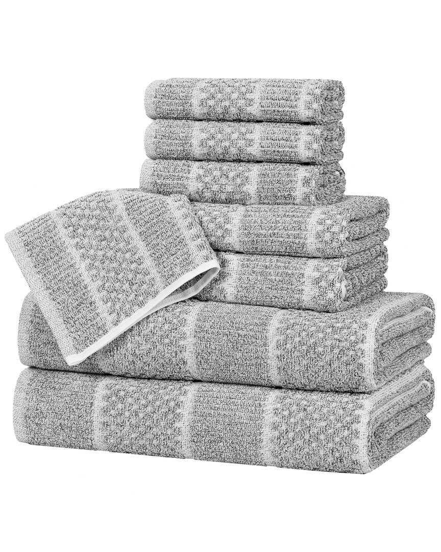 Superior Naples Medium Weight Checkered & Ribbed 8pc Towel Set