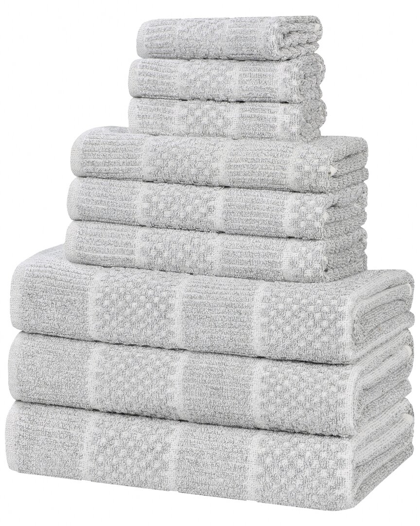 Superior Naples Medium Weight Checkered & Ribbed 9pc Towel Set