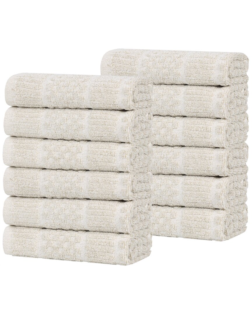 Superior Set Of 12 Naples Medium Weight Solid Washcloths