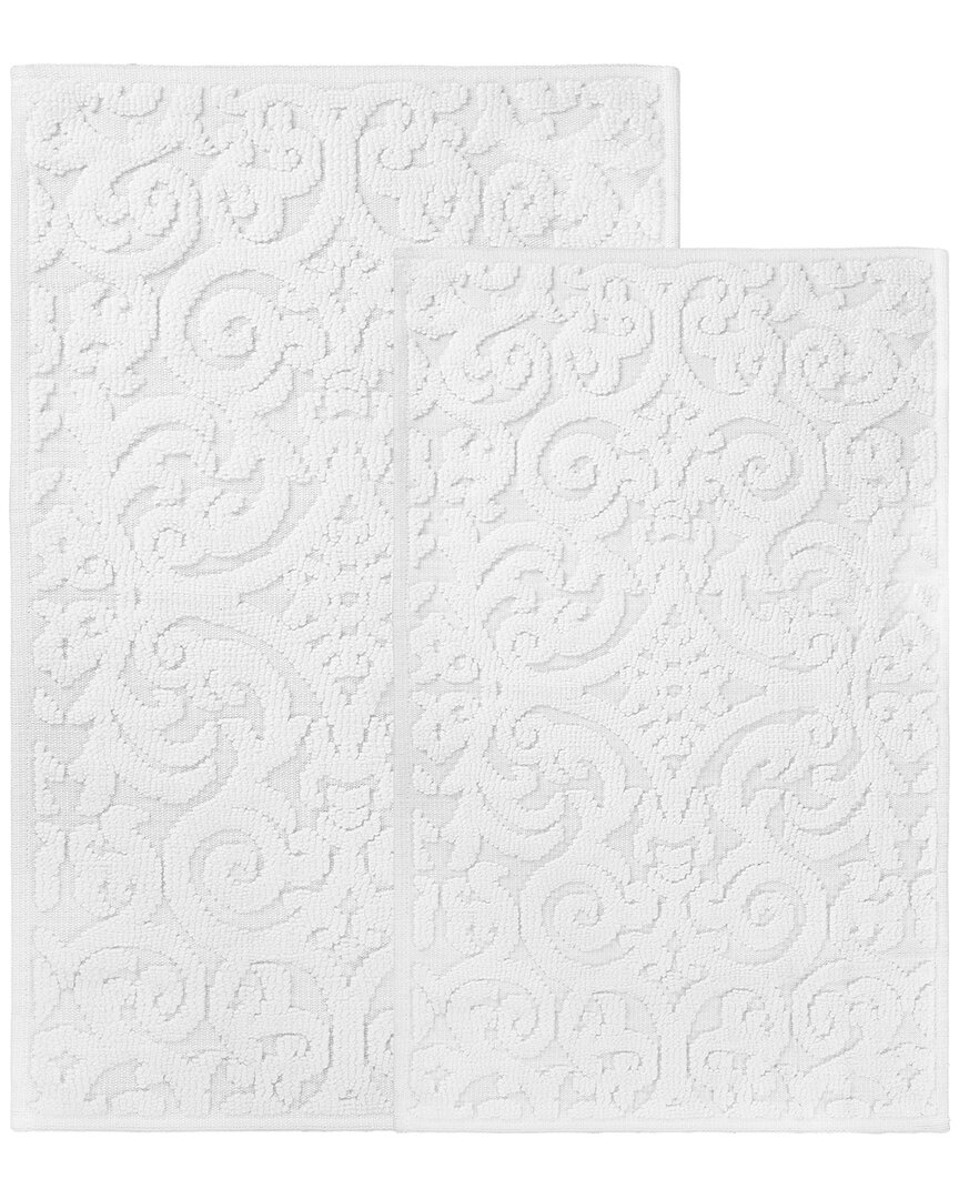 Superior Set Of 2 Large Venere Floral Scroll Washable Bath Rugs