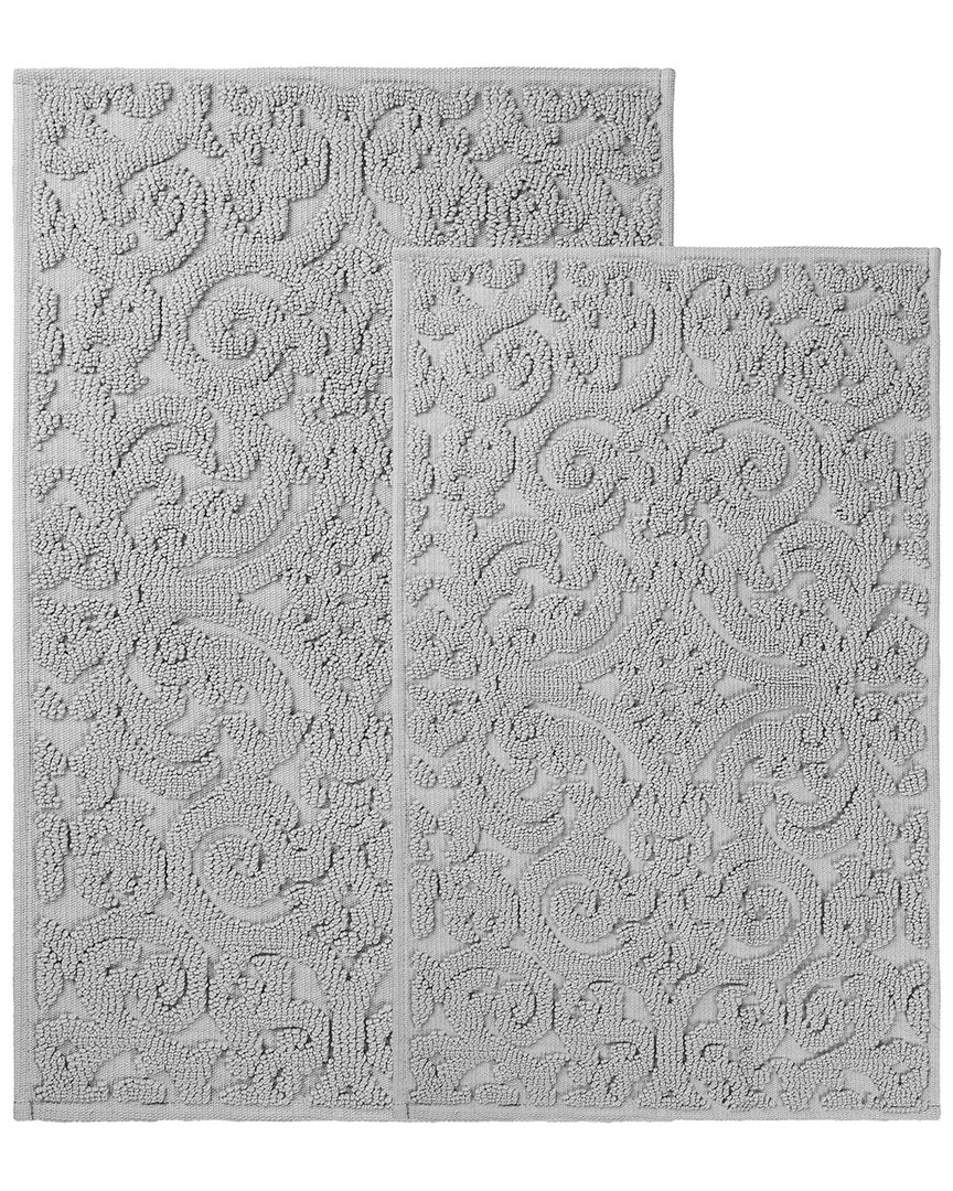 Superior Set Of 2 Medium Venere Floral Scroll Washable Bath Rugs