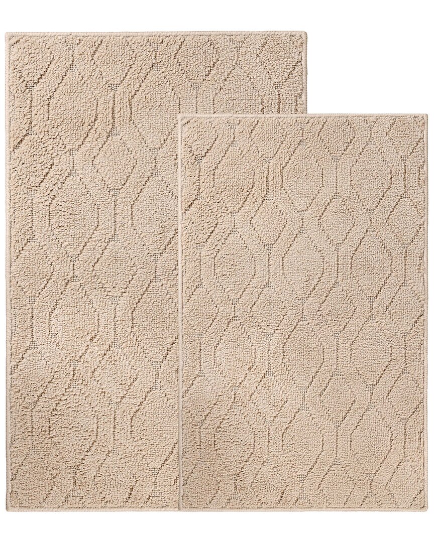 Superior Set Of 2 Medium Brou Geometric Diamond Washable Bath Rugs