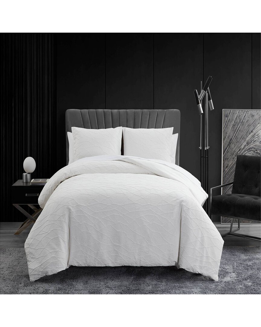 Vera Wang Abstract Crinkle Cotton Jacquard Comforter Set In White