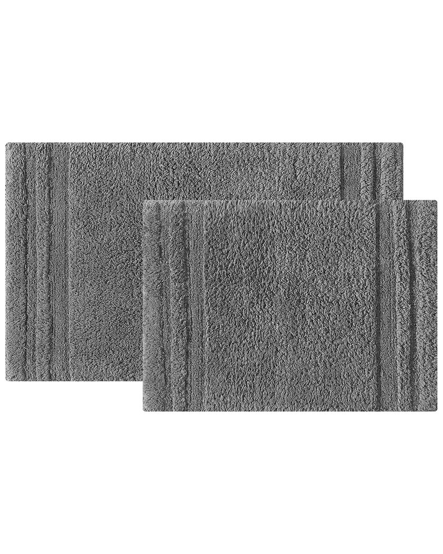 Vera Wang Eden Solid Tufted Bath Rug Set In Charcoal