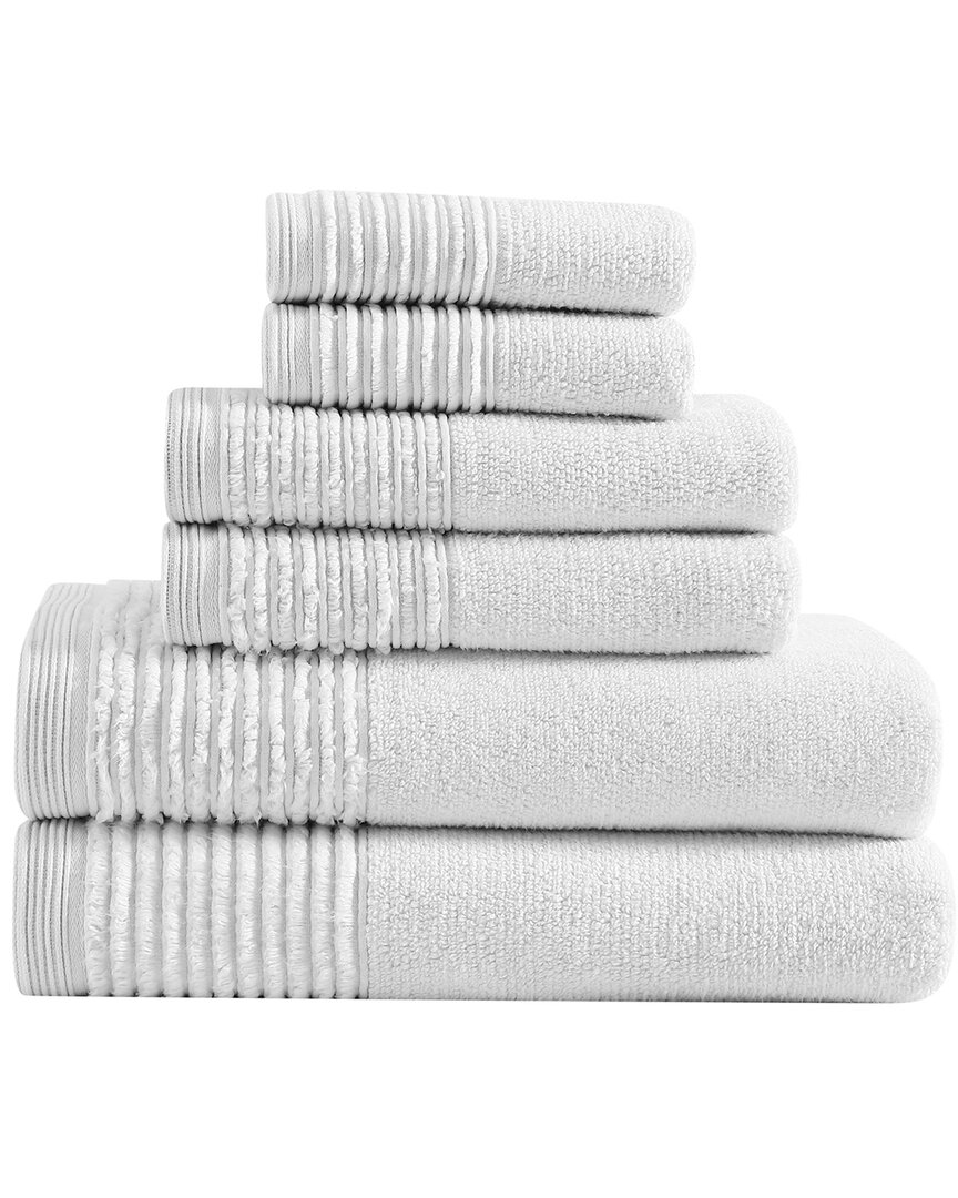 Vera Wang Sculpted Pleat Solid Terry 6pc Towel Set In Grey