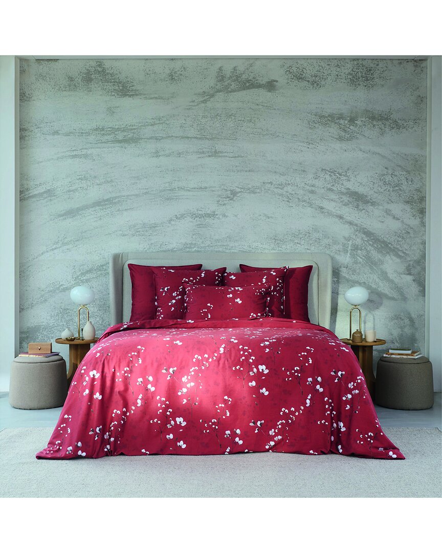 Anne De Solene Anne De Solène 300 Thread Count Minimaliste Organic Sateen Reversible Duvet Cover In Red