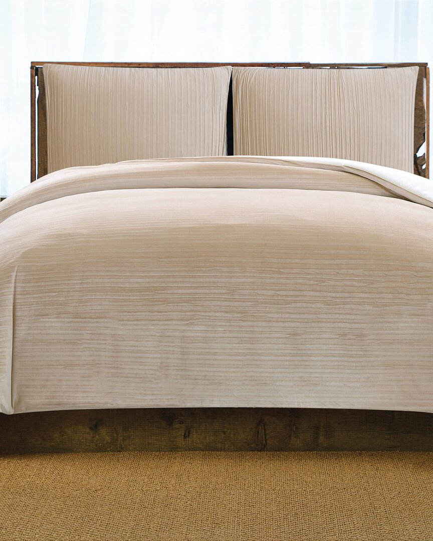 Christian Siriano Crinkle Velvet Duvet Set In Beige