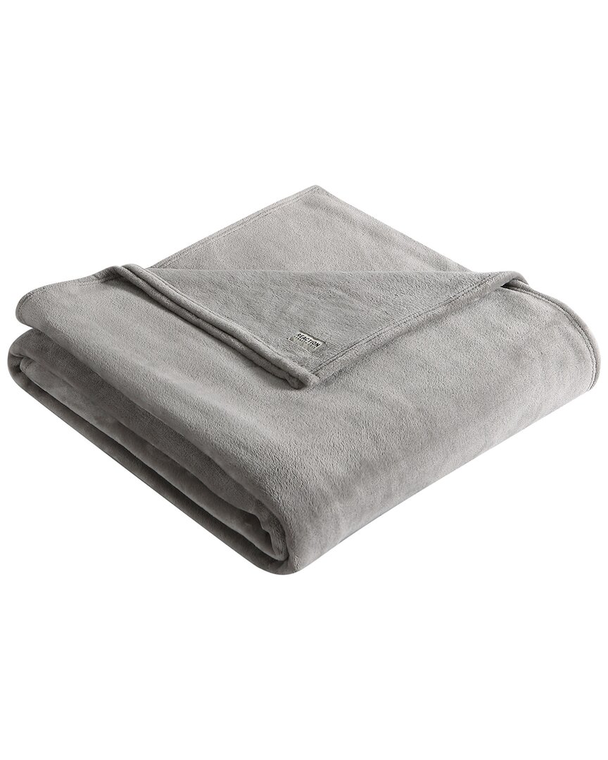 Shop Kenneth Cole Solid Ultra Soft Plush Fleece Blanket In Smoke