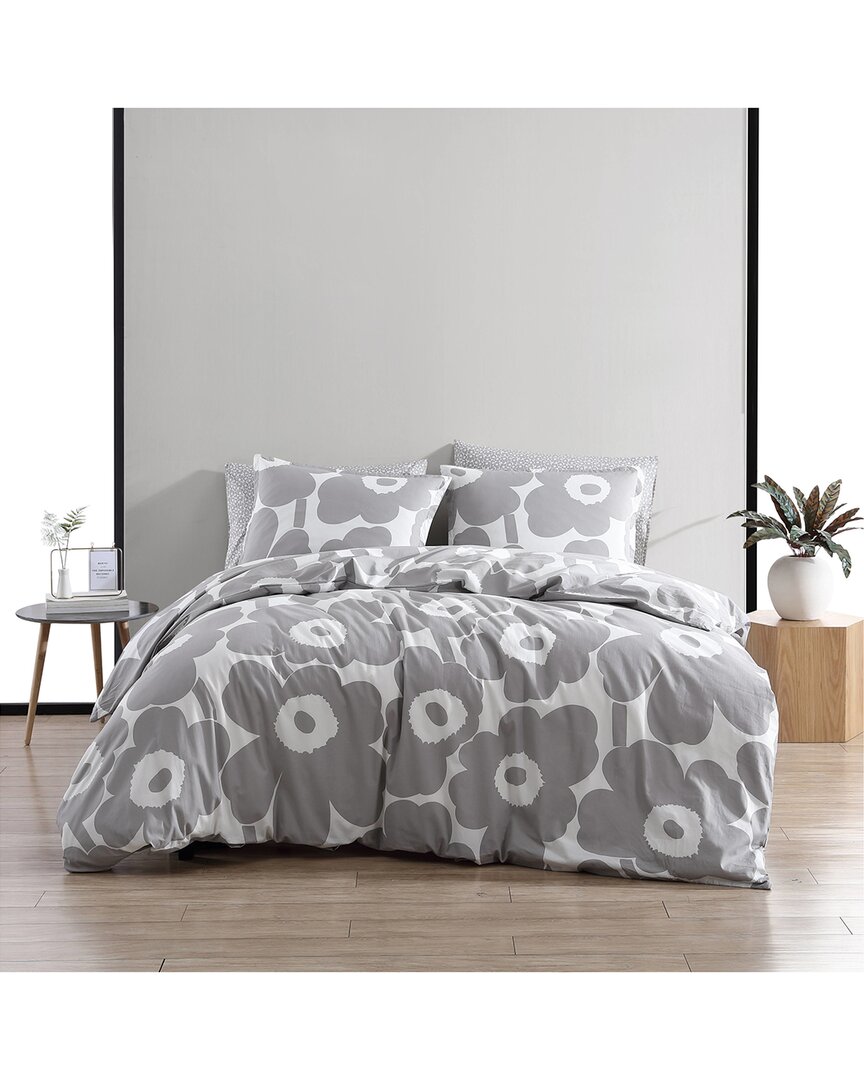 Marimekko Unikko Cotton Percale Comforter Set In Grey