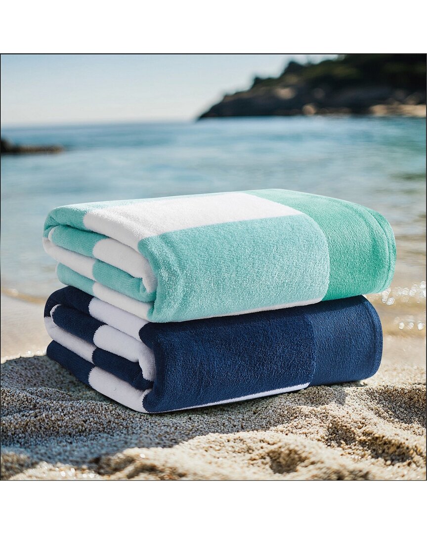 OCEANFRONT RESORT OCEANFRONT RESORT SET OF 2 CABANA STRIPE BEACH TOWELS 
