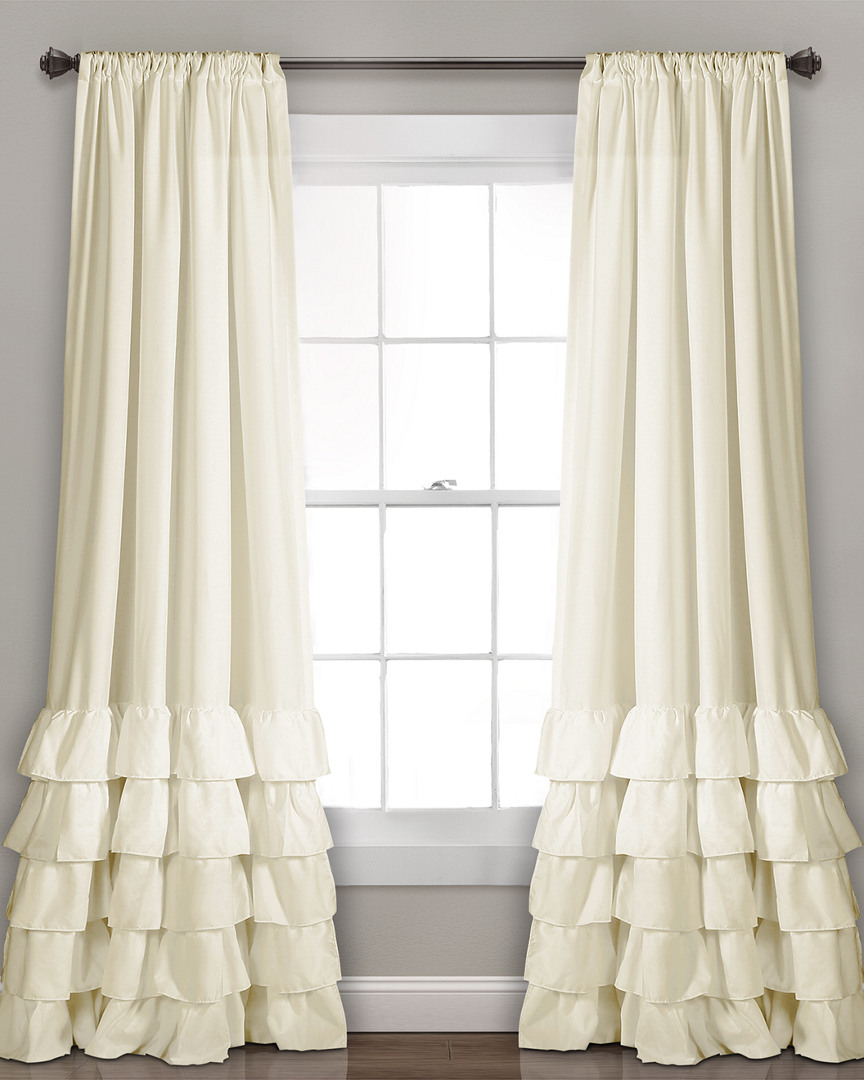 Triangle Home Allison Ruffle Window Curtain Panels In Neutral