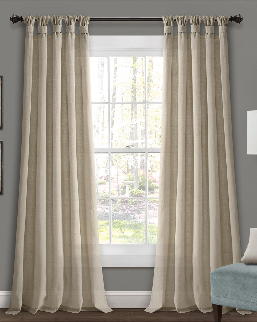Triangle Home Burlap Knotted Tab Top Window Curtain Panels