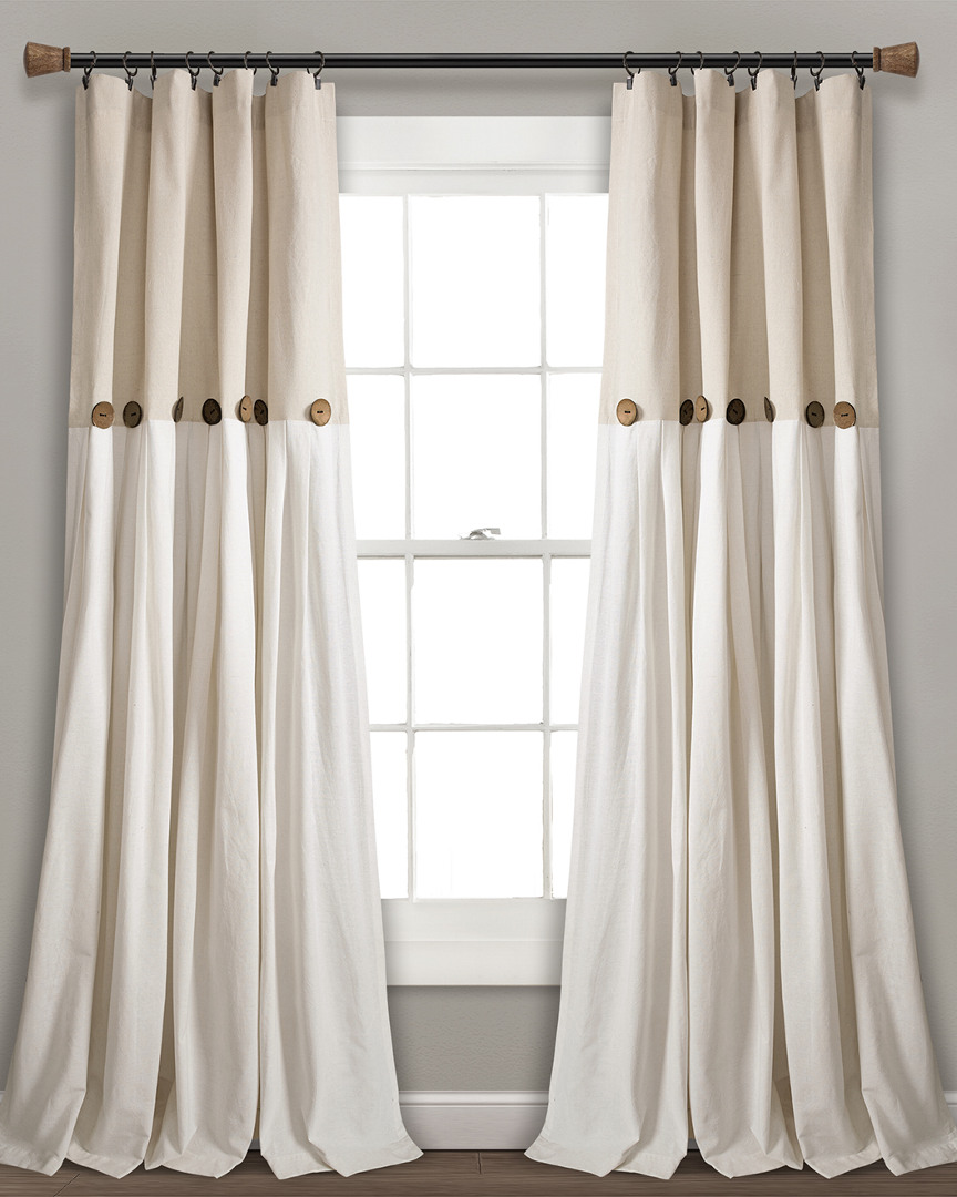 Triangle Home Single Linen Button Window Curtain Panels
