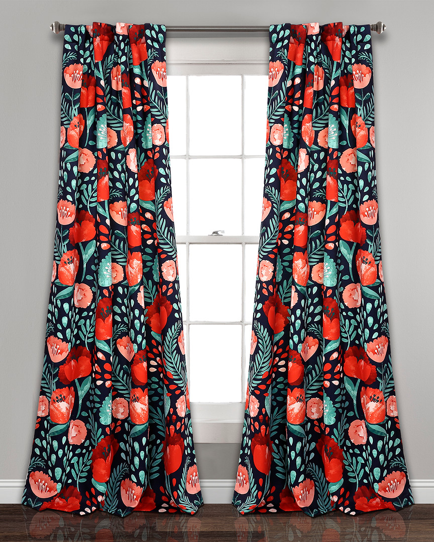 Triangle Home Poppy Garden Room Darkening Window Curtain Panels In Multi